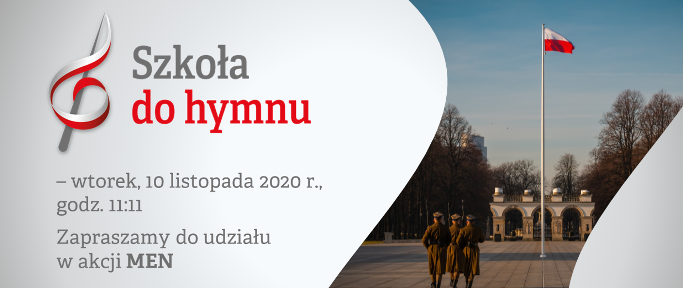 Zdjęcie przedstawia plakat ogólnopolskiej akcji Szkoła do hymnu